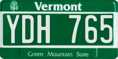 VT license plate YDH765