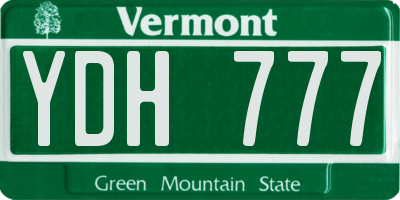 VT license plate YDH777