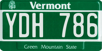VT license plate YDH786