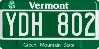 VT license plate YDH802
