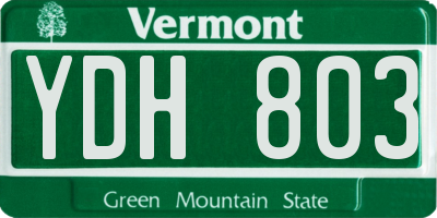 VT license plate YDH803