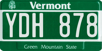 VT license plate YDH878