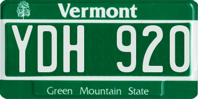 VT license plate YDH920
