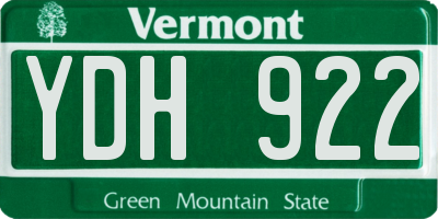 VT license plate YDH922