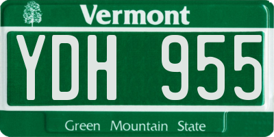 VT license plate YDH955