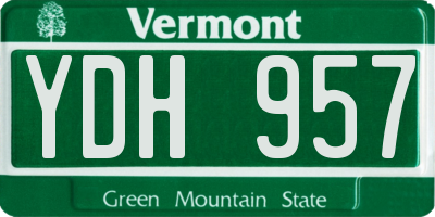 VT license plate YDH957