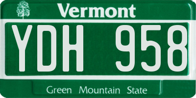 VT license plate YDH958