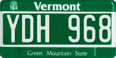 VT license plate YDH968