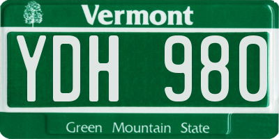 VT license plate YDH980