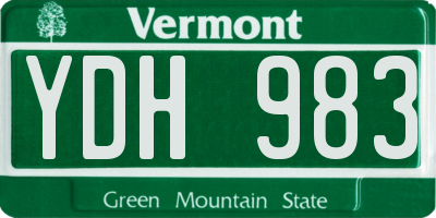 VT license plate YDH983