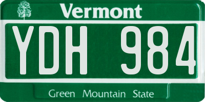 VT license plate YDH984