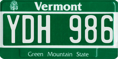 VT license plate YDH986