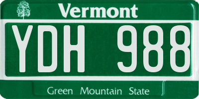 VT license plate YDH988