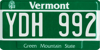 VT license plate YDH992