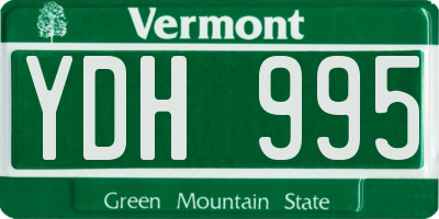 VT license plate YDH995