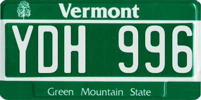 VT license plate YDH996