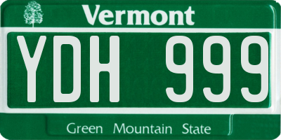 VT license plate YDH999