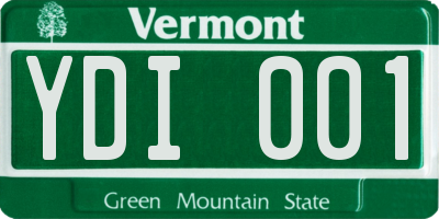 VT license plate YDI001