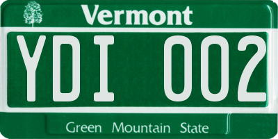 VT license plate YDI002