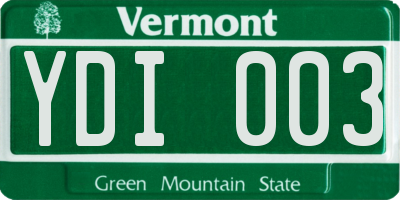 VT license plate YDI003