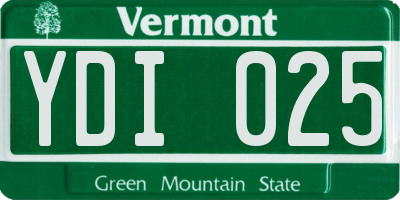 VT license plate YDI025