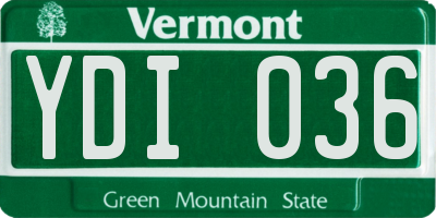 VT license plate YDI036