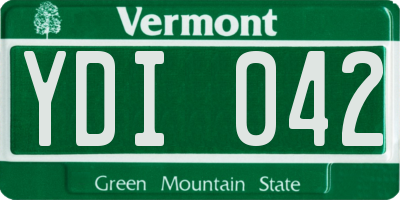 VT license plate YDI042