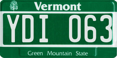 VT license plate YDI063