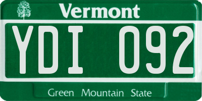 VT license plate YDI092