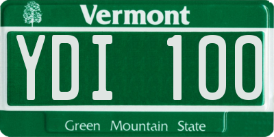 VT license plate YDI100