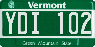 VT license plate YDI102