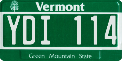 VT license plate YDI114