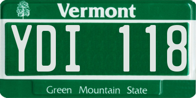 VT license plate YDI118