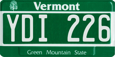 VT license plate YDI226