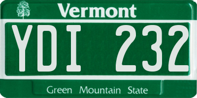 VT license plate YDI232