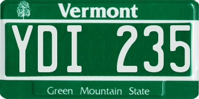 VT license plate YDI235