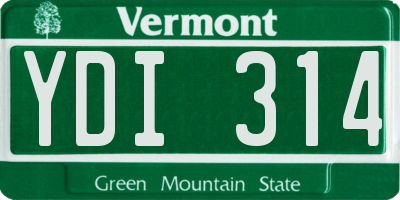 VT license plate YDI314