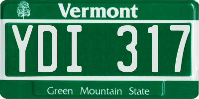 VT license plate YDI317