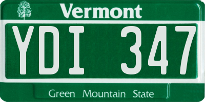 VT license plate YDI347