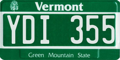 VT license plate YDI355