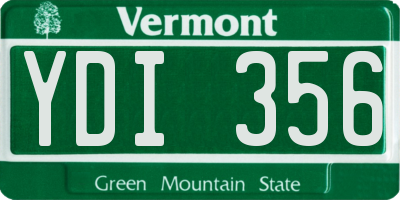 VT license plate YDI356