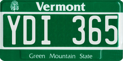 VT license plate YDI365