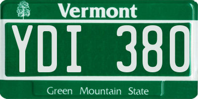 VT license plate YDI380