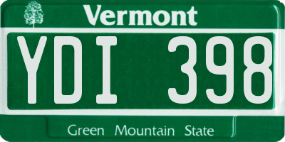 VT license plate YDI398