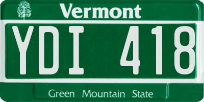 VT license plate YDI418