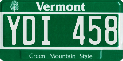 VT license plate YDI458