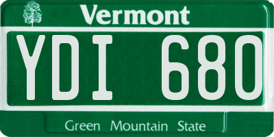 VT license plate YDI680