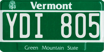 VT license plate YDI805