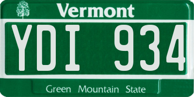 VT license plate YDI934