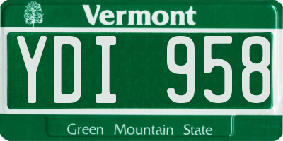 VT license plate YDI958